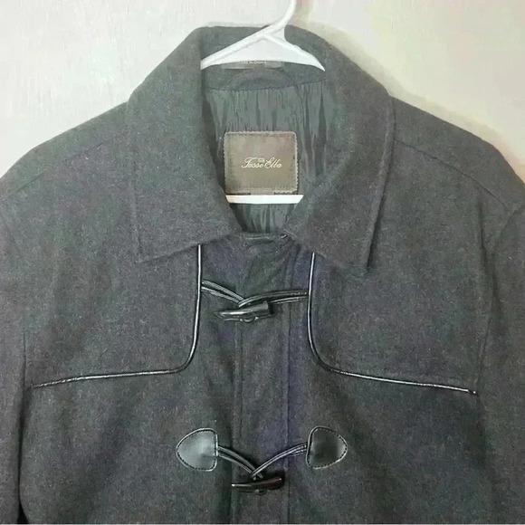 Tasso Elba Trench Coat Men’s Medium Black Wool Blend Duffle Parka Jacket Lined - Picture 3 of 12